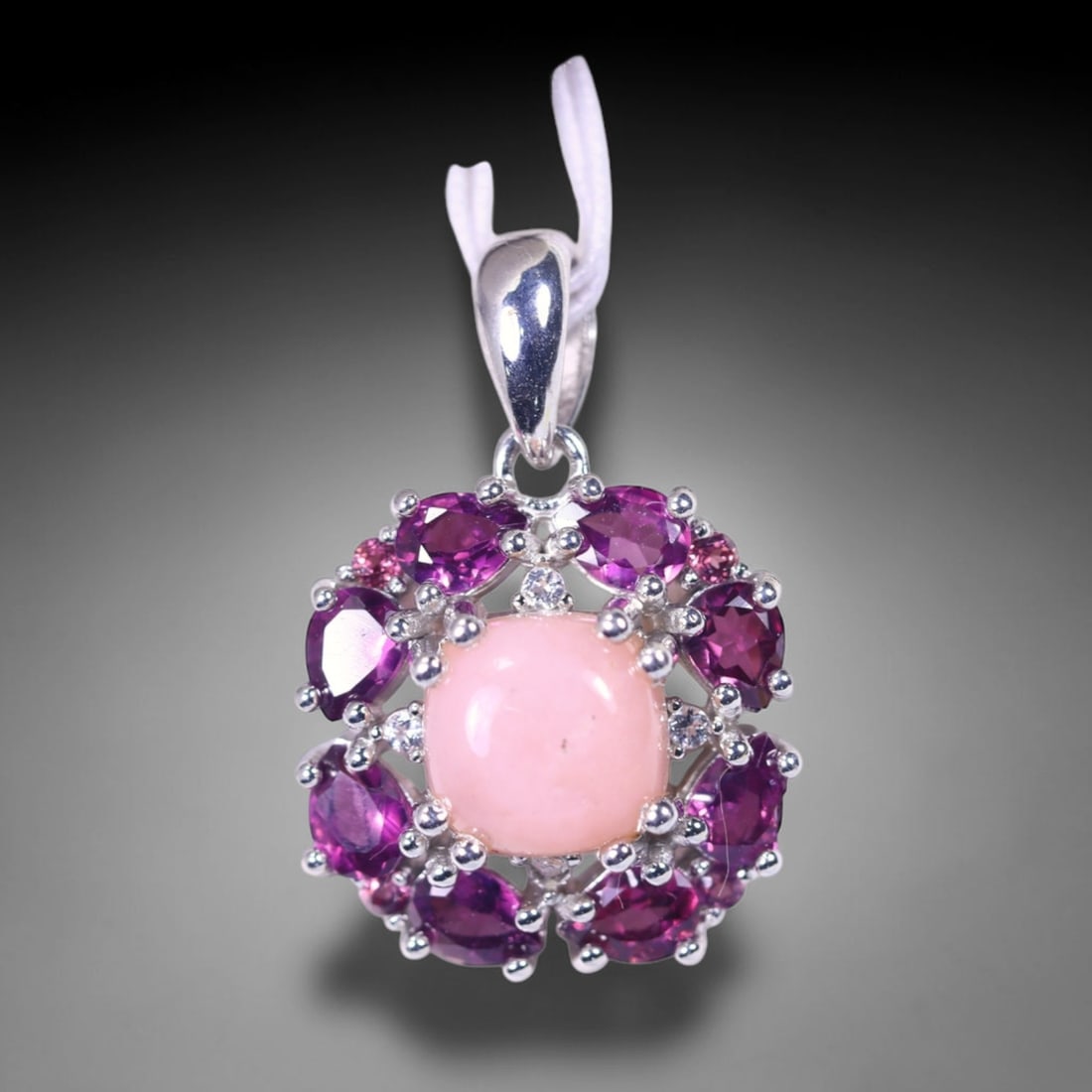 Pendant Opal & Rhodolite - 925 Sterling Silver , 746E (1 of 2)