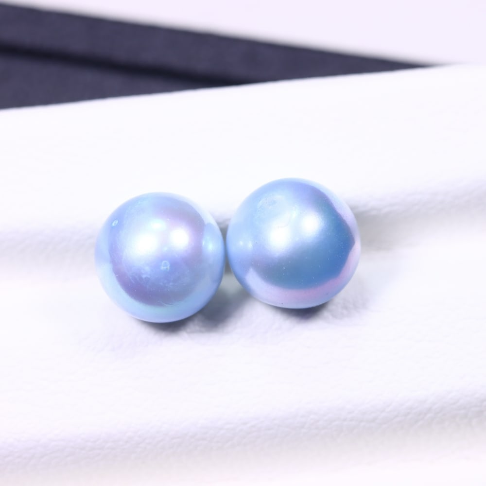 6.09cts Blue Freshwater Pearl Pair 7.5mm - No Hole Drill , 466C: Ksmith Heritage Auctioneers Subject: Natural Pearl Treatment: Colour Enhance Shape: Round Bead Type: Without hole, no drill