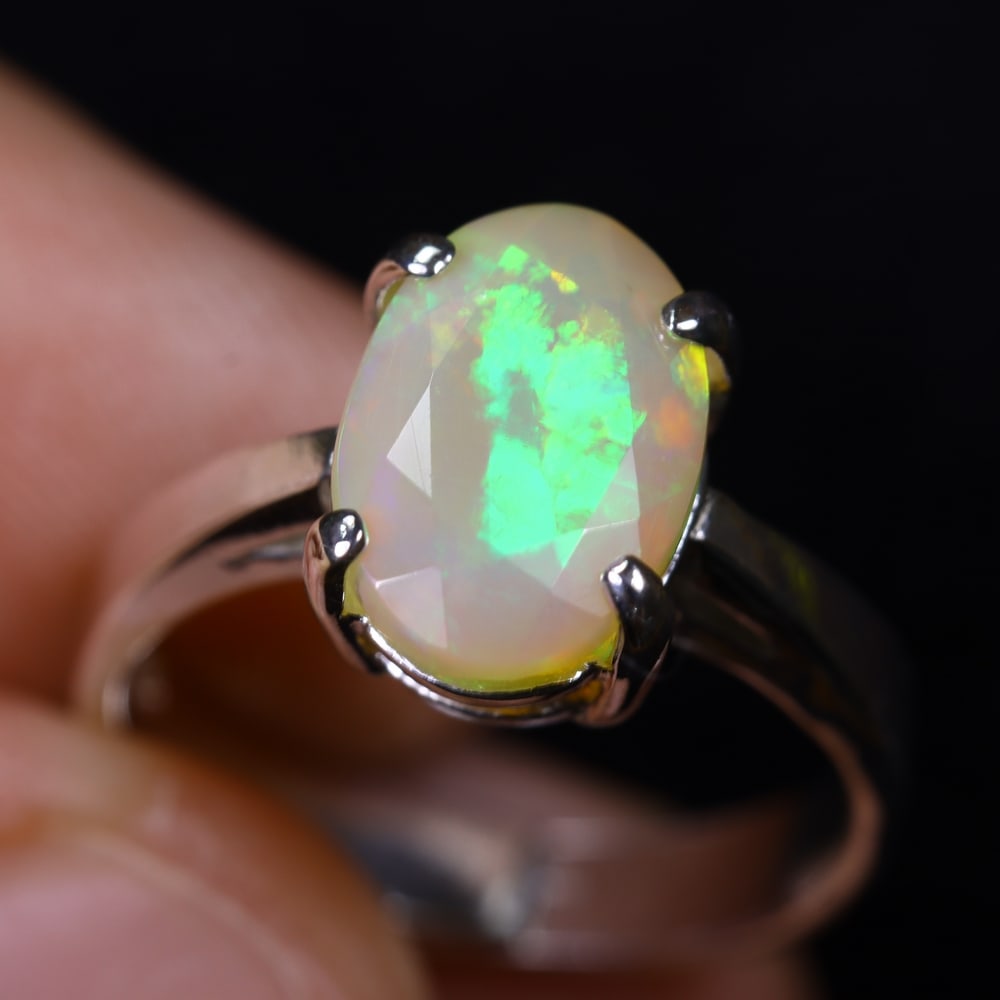 3.12g Natural Opal Stone Sterling Silver 925 Ring (Adjustable) , 669E: Ksmith Heritage Auctioneers Subject: Natural Ethiopian Opal Ring (Silver 925) Origin: Ethiopia Stone Dimension: 11x8mm Treatment: Natural Untreated Type: Faceted, Polished