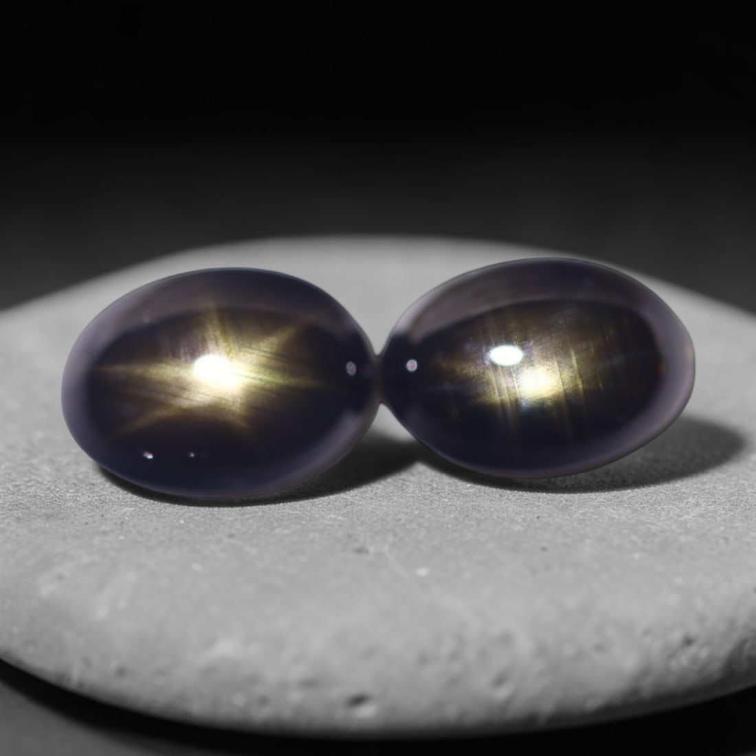 2.62cts 6 Rays Black Star Sapphire Pair , 1168E (1 of 2)