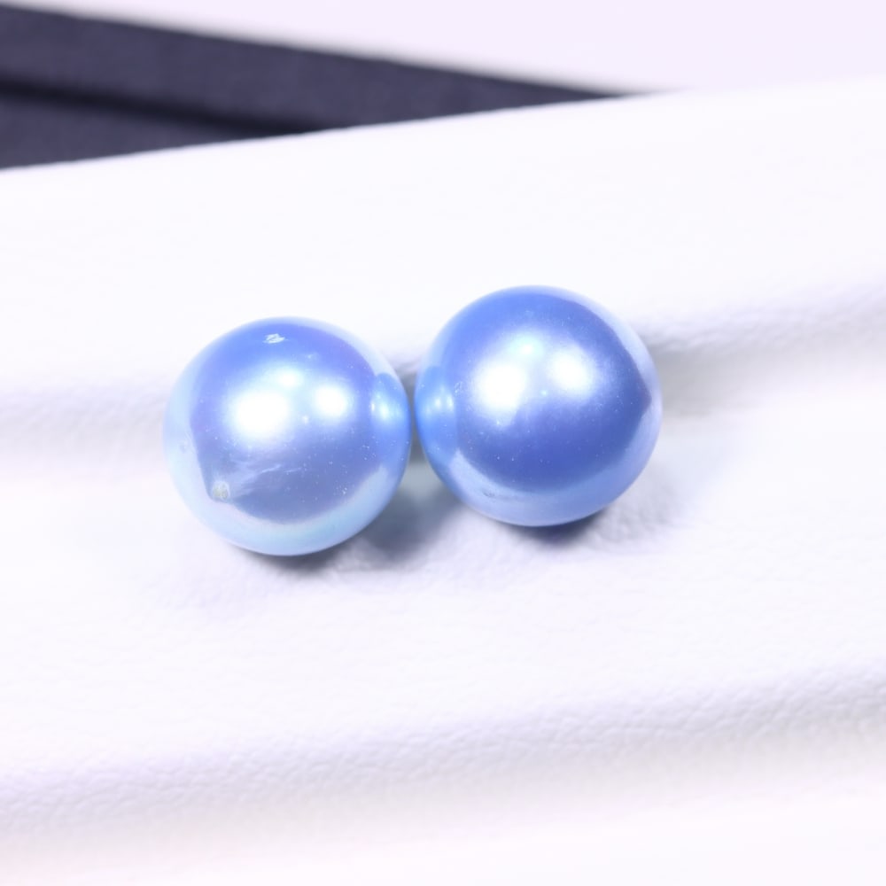 6.36cts Blue Freshwater Pearl Pair 7.8mm - No Hole Drill , 468C: Ksmith Heritage Auctioneers Subject: Natural Pearl Treatment: Colour Enhance Shape: Round Bead Type: Without hole, no drill