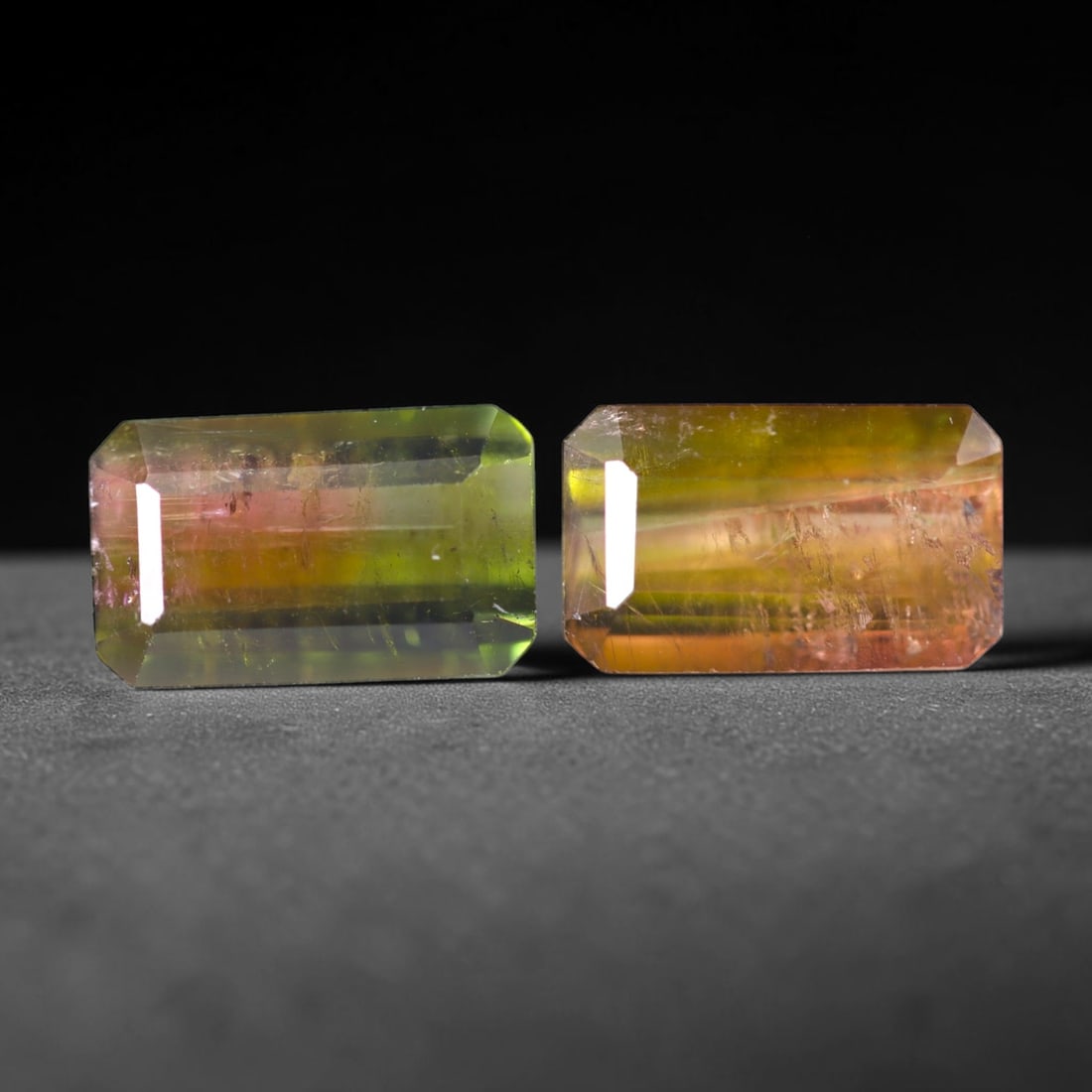 5.84cts Natural Watermelon Tourmaline Set - Bi-Colour Faceted Cut , 1141E: Ksmith Heritage Auctioneers Subject: Natural Tourmaline Origin: Africa Carat Weight: 5.84 cts Dimension: 10.8x6.6x4.3 mm Type: Faceted, Polished