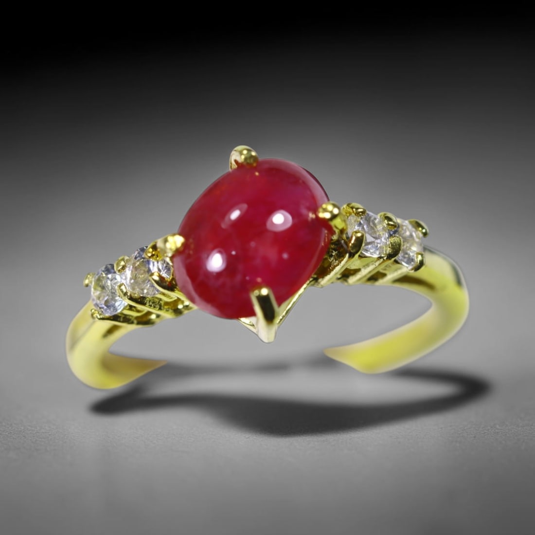 Ring US6.75 Ruby & Zircon - 925 Sterling Silver - Gold Plated , 44E: Ksmith Heritage Auctioneers Subject: Natural Ruby & Zircon Origin: Thailand Carat Weight: 14.23ct Dimension: Gemstone 7.1x8.8mm Type: Ring