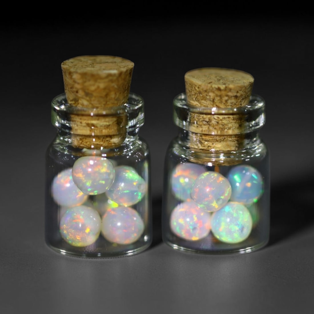 Twin Pack - 4.5mm Ethiopian Opal Ball in Display Jar - Bottle Size 1.5cm , 74C: Ksmith Heritage AuctioneersSubject: Natural Opal (with bottle) Origin: Ethiopia Treatment: Unheated