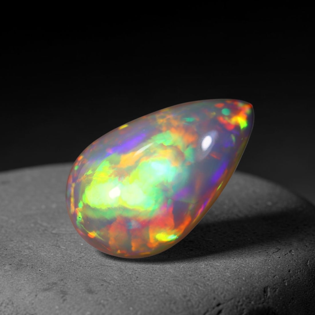 *3.96Ct Welo Opal Polished - Ethiopian Opal , 394C: Ksmith Heritage Auctioneers Subject: Natural Ethiopian Welo Opal Origin: Ethiopia Carat Weight: 3.96Ct Dimension: 16.4x9.8x5.3 mm Treatment: Natural Untreated Type: Caboch