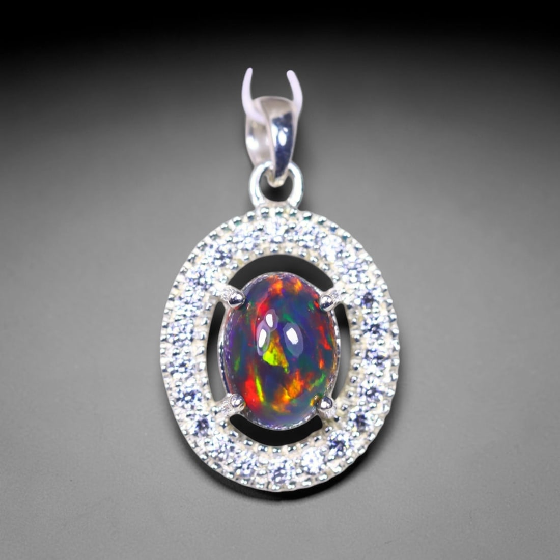 Silver Pendant with Ethiopian Black Opal 3.5grams - 925 Sterling Silver, 2B (1 of 4)
