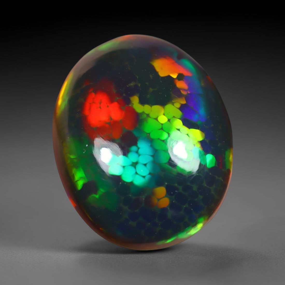 3.97Ct Natural Ethiopian Black Opal - 14.1x11.3x5.4 mm , 806C: Ksmith Heritage Auctioneers Subject: Natural Ethiopian Welo Opal Origin: Ethiopia Treatment: Smoked