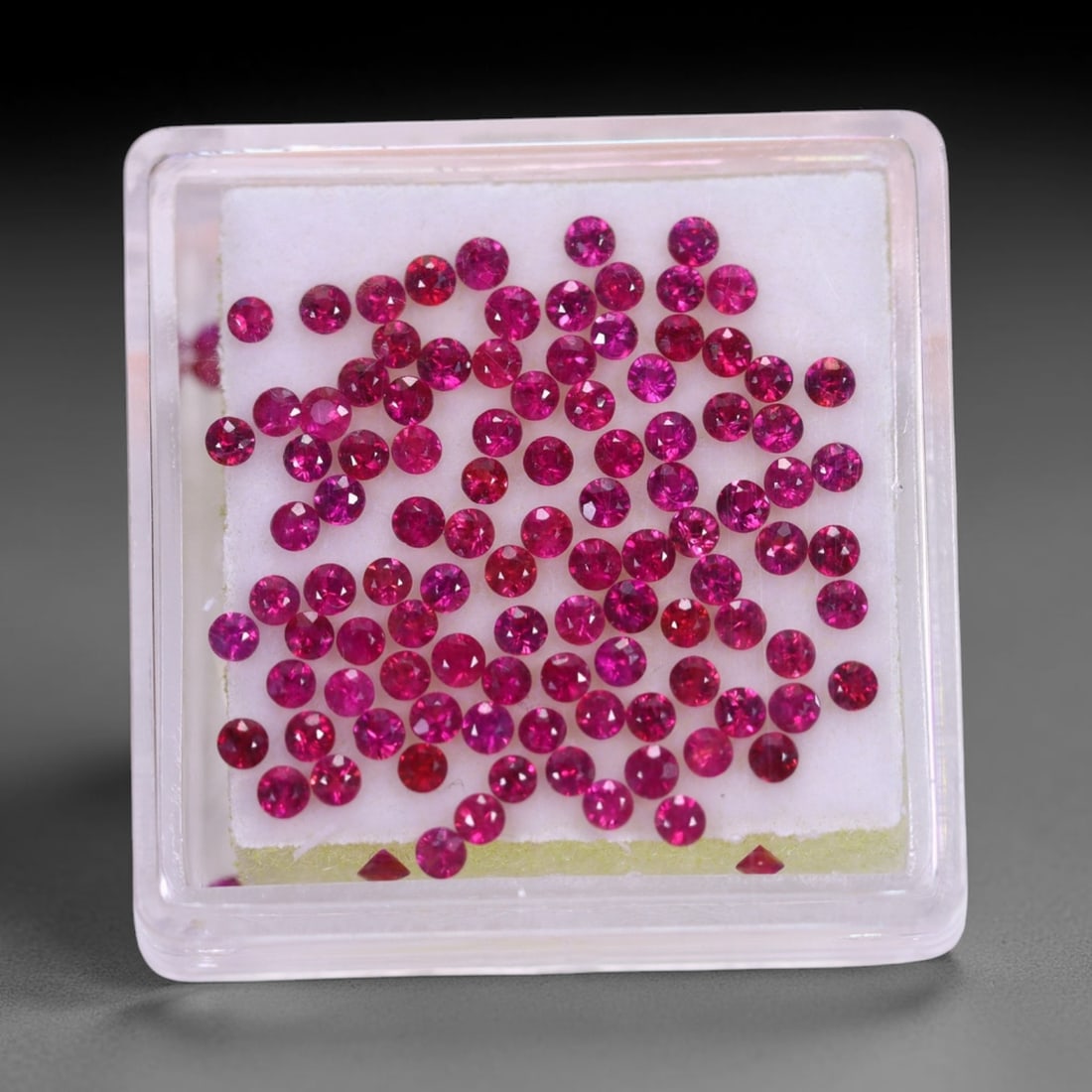2.74Ct Heated Ruby Set - 1.6mm Round Diamond Cut , 779E (1 of 2)