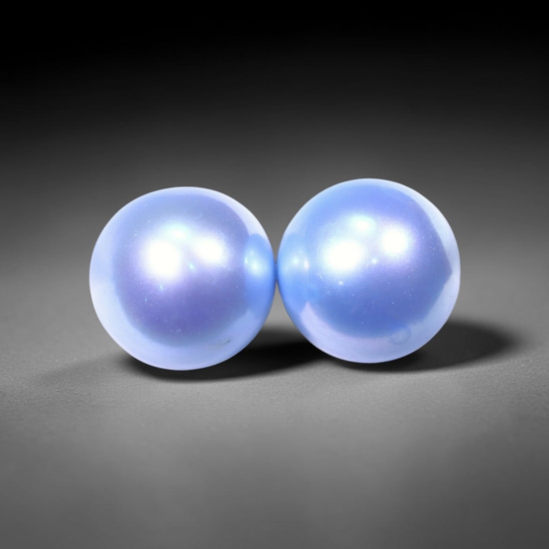 6.18cts Blue Freshwater Pearl Pair 7.4mm - No Hole Drill , 482C (1 of 2)
