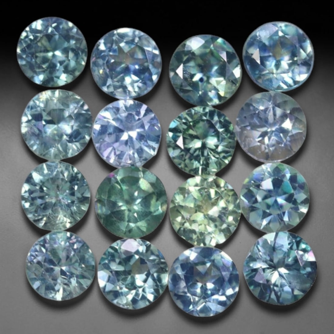 *3.07Ct 16pcs Australian Blue Sapphire Calibrated 3.4mm Set - Polished Faceted , 702E: Ksmith Heritage Auctioneers Subject: Natural Sapphire (Without box) Origin: Australia Treatment: Heated Shape: Round Type: Faceted, Diamond Cut
