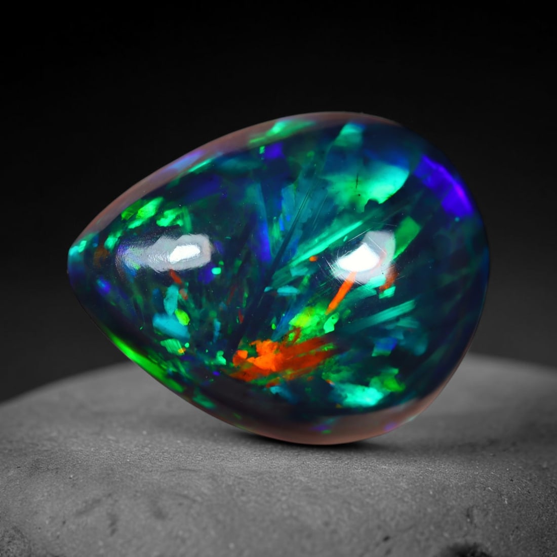 4.55Ct Natural Ethiopian Black Opal - 13.6x10.7x7.1 mm , 803C: Ksmith Heritage Auctioneers Subject: Natural Ethiopian Welo Opal Origin: Ethiopia Treatment: Smoked
