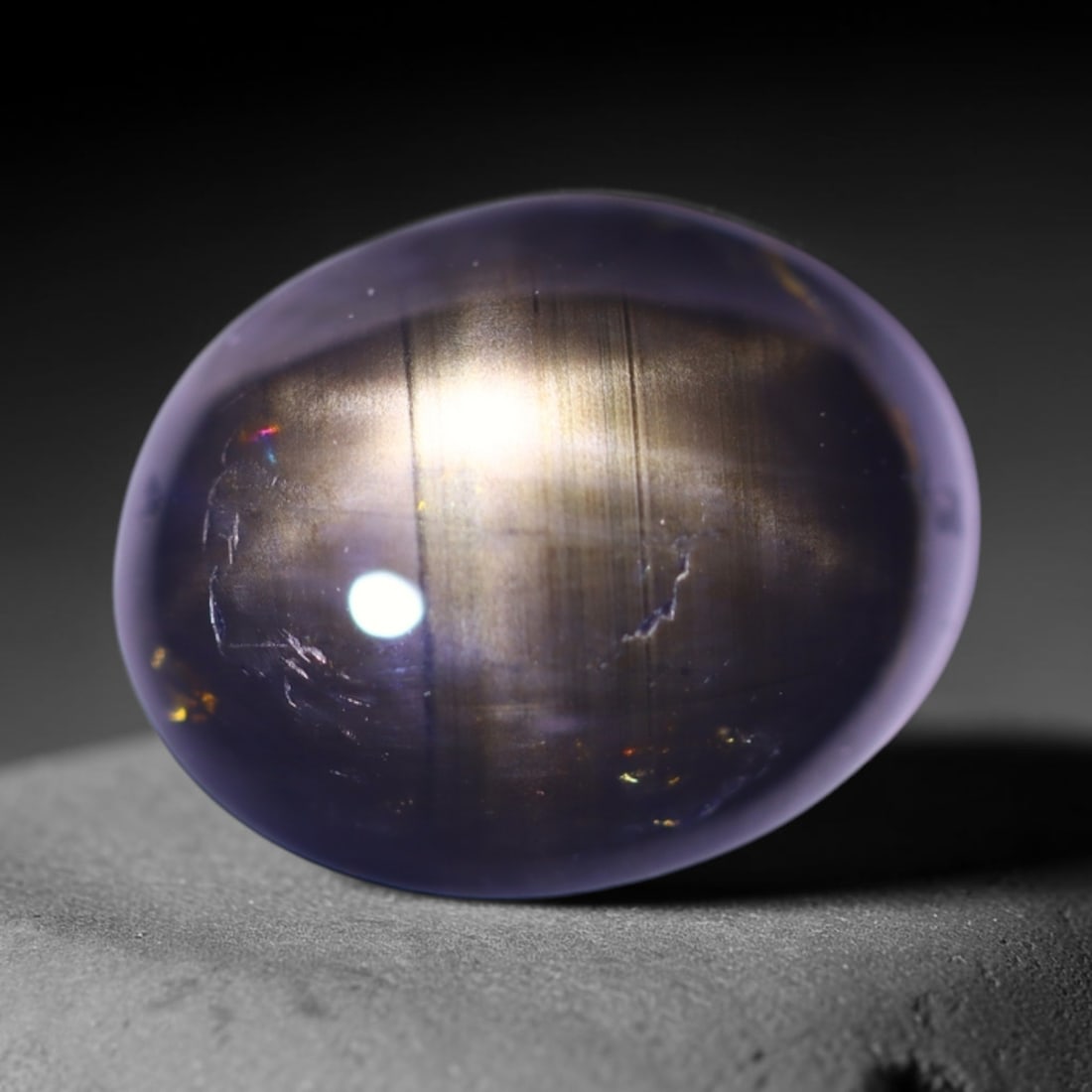 3.78cts 6 Rays Black Star Sapphire , 1068E: Ksmith Heritage Auctioneers Subject: Natural 6 Rays Star Sapphire Origin: Myanmar Carat Weight: 3.78cts Dimension: 9.8x7.9x4.4 mm Treatment: Diffusion Type: Cabochon, Poli