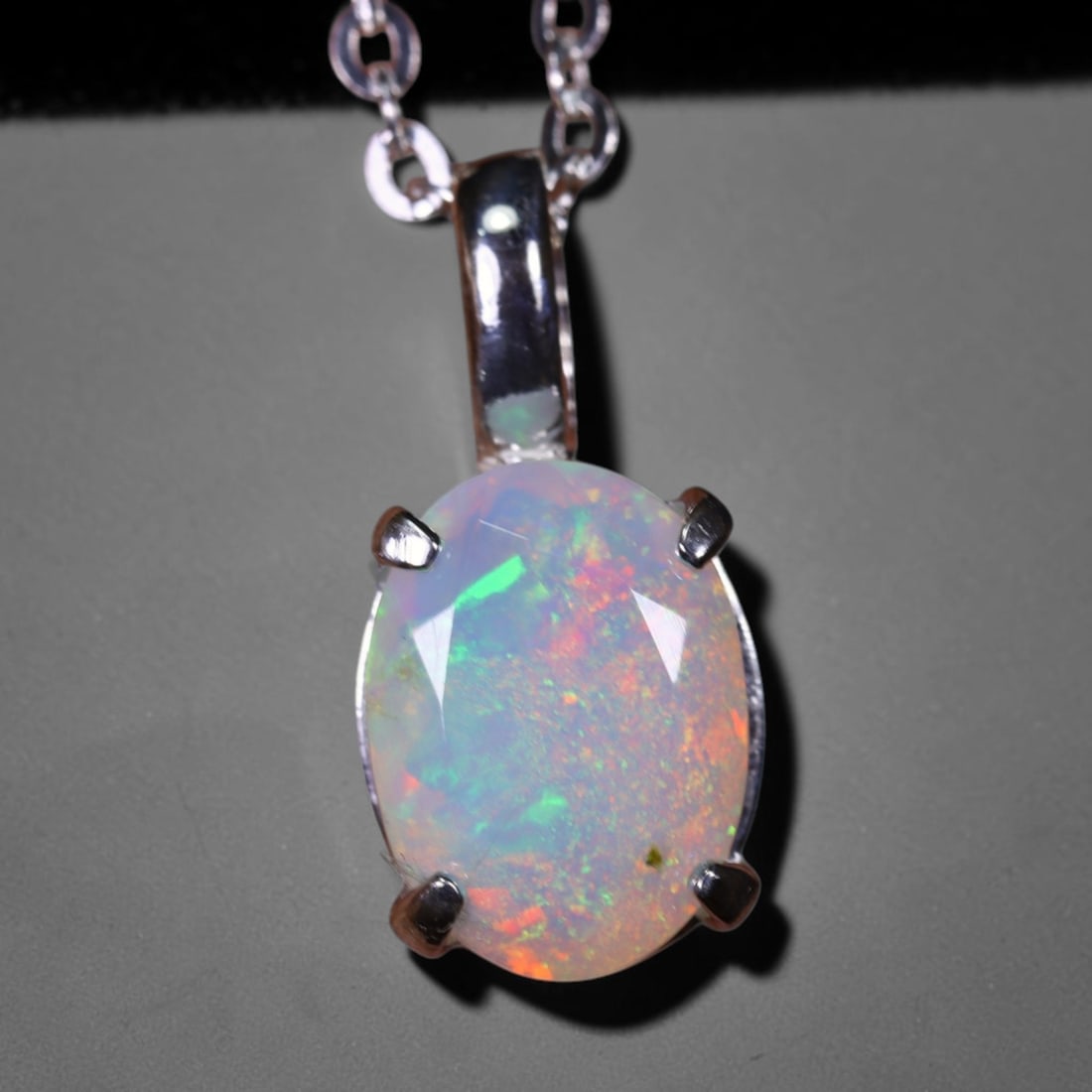 1.80g Natural Opal Stone Sterling Silver 925 Necklace (Pendant with Chain) , 970E (1 of 5)