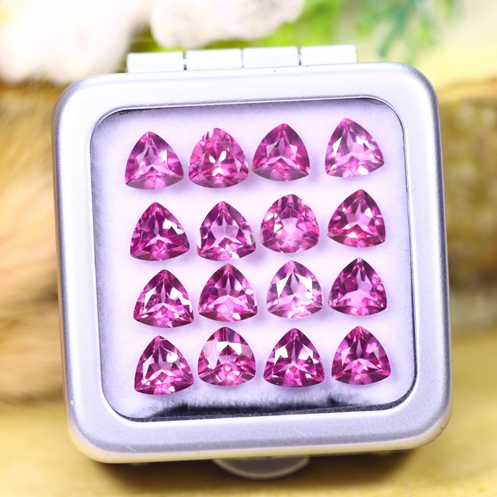 *13.54cts Natural Pink Topaz Set - Polished Faceted , 6mm, 34C (1 of 2)