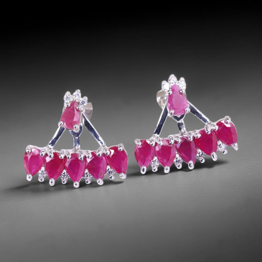 5.78g Ruby Earrings - 925 Sterling Silver , 121C: Ksmith Heritage Auctioneers