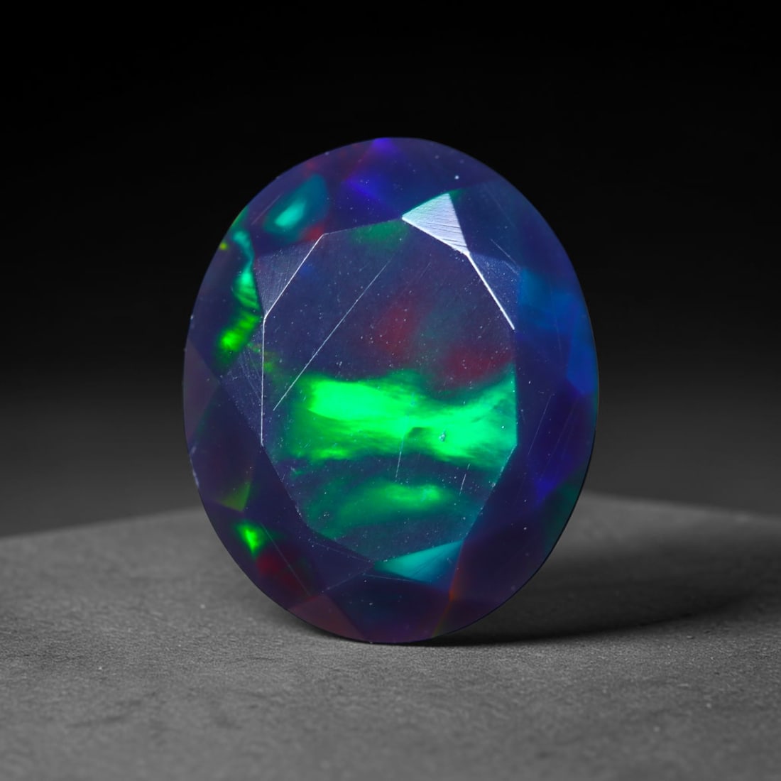 2.70Ct Natural Smoked Ethiopian Black Opal, Faceted Cut - 11.8x9.7x5.7 mm , 718C: Ksmith Heritage Auctioneers Subject: Natural Ethiopian Welo Opal Origin: Ethiopia Treatment: Smoked