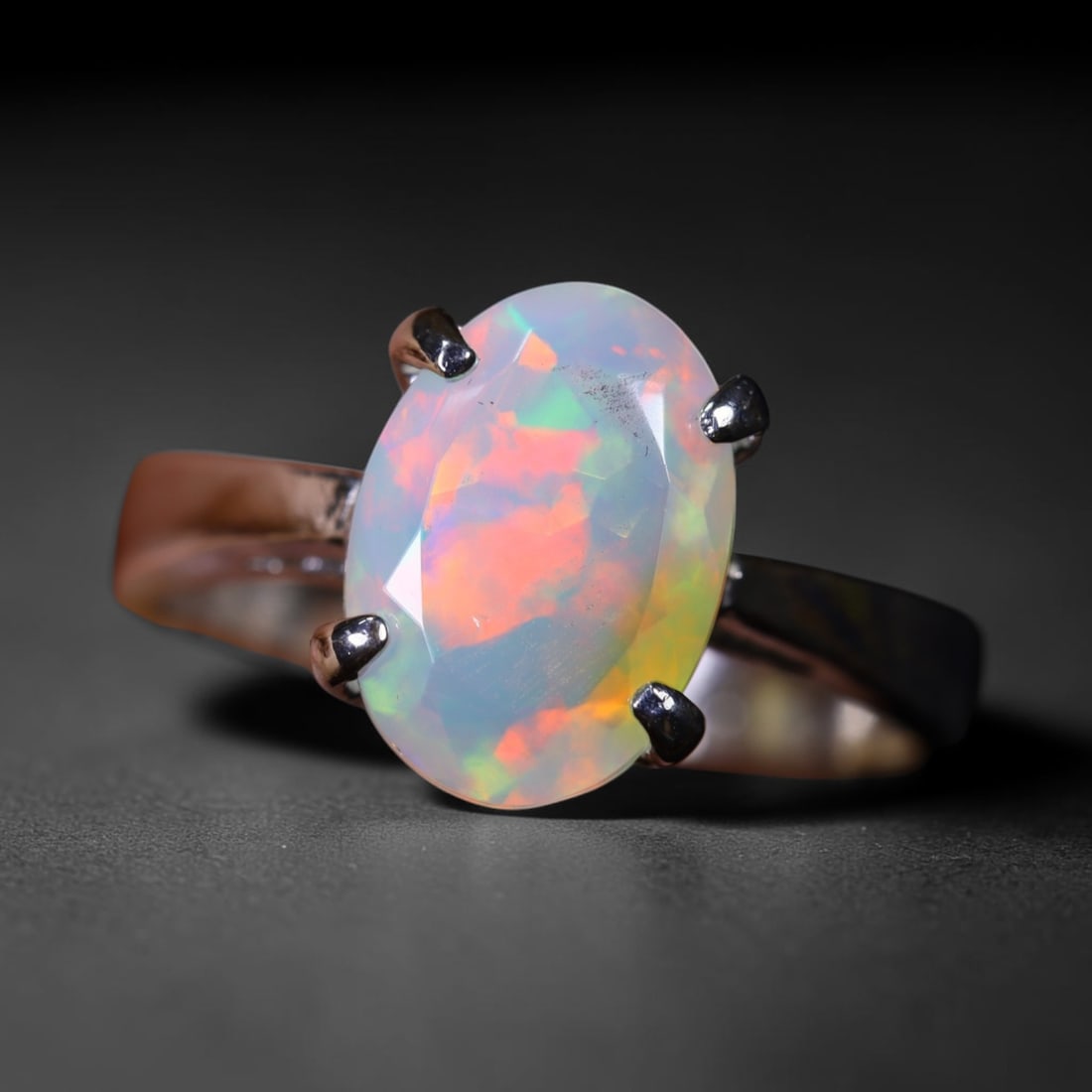 3.26g Natural Opal Stone Sterling Silver 925 Ring (Adjustable) , 1046E: Ksmith Heritage Auctioneers Subject: Natural Ethiopian Opal Ring (Silver 925) Origin: Ethiopia Stone Dimension: 11x8mm Treatment: Natural Untreated Type: Faceted, Polished