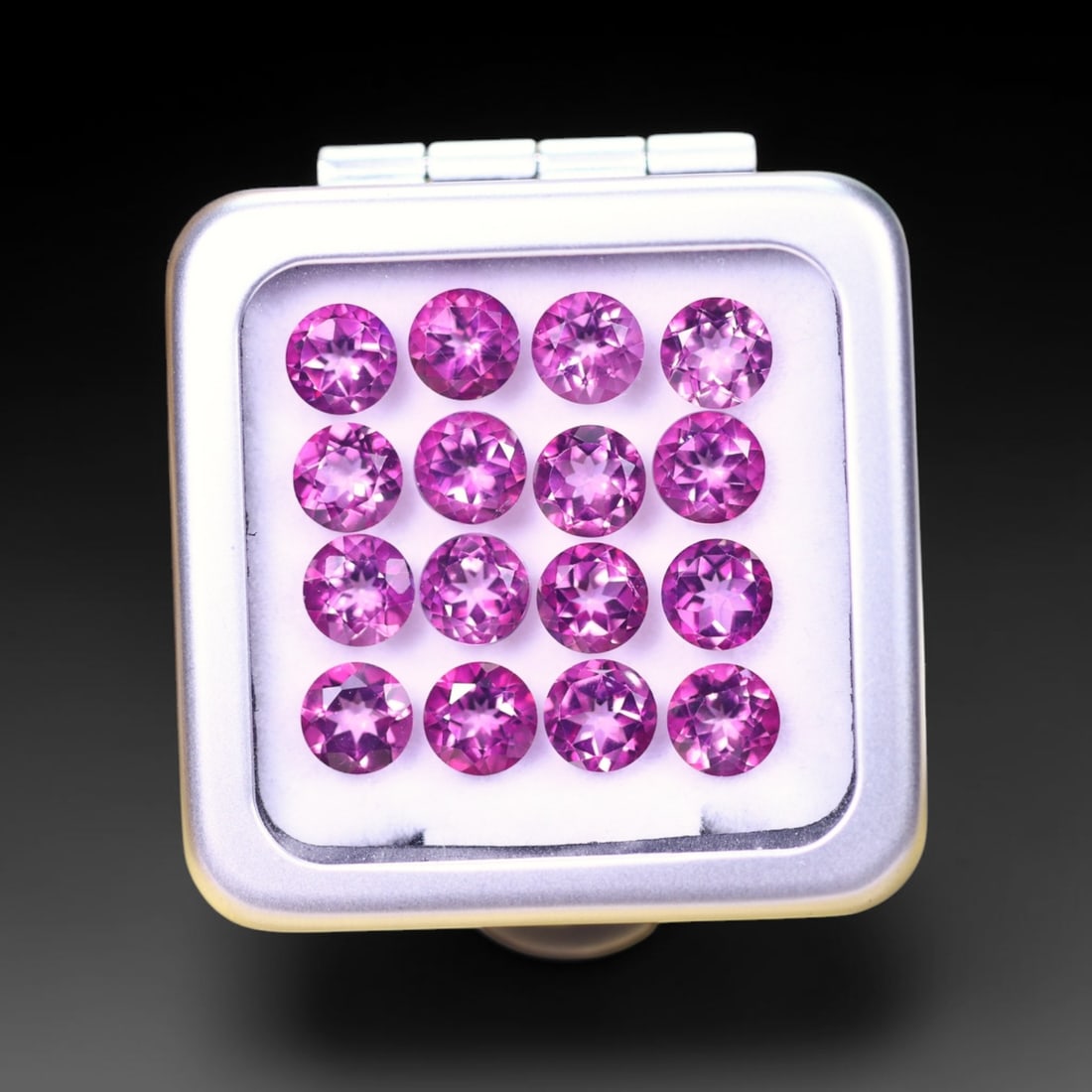 *15.35cts Natural Pink Topaz Set - Polished Faceted , 6mm, 55C (1 of 2)