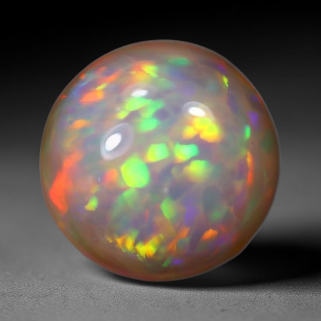 3.77Ct Welo Opal Polished - Ethiopian Opal , 571B: Ksmith Heritage Auctioneers Subject: Natural Ethiopian Welo Opal Origin: Ethiopia Carat Weight: 3.77Ct Dimension: 10.5x10.4x6.6 mm Treatment: Natural Untreated Type: Cabochon,