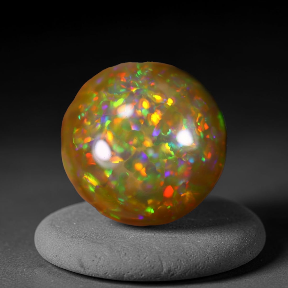 *6.36Ct Welo Opal Polished - Ethiopian Opal , 188C: Ksmith Heritage Auctioneers Subject: Natural Ethiopian Welo Opal Origin: Ethiopia Carat Weight: 6.36Ct Dimension: 14.2x14x5.9 mm Treatment: Natural Untreated Type: Cabocho