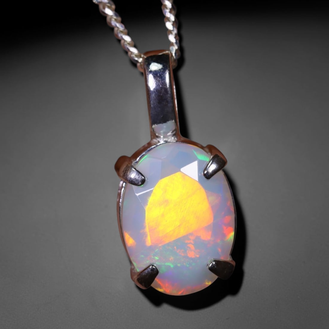 1.67g Natural Opal Stone Sterling Silver 925 Necklace (Pendant with Chain) , 988E (1 of 5)