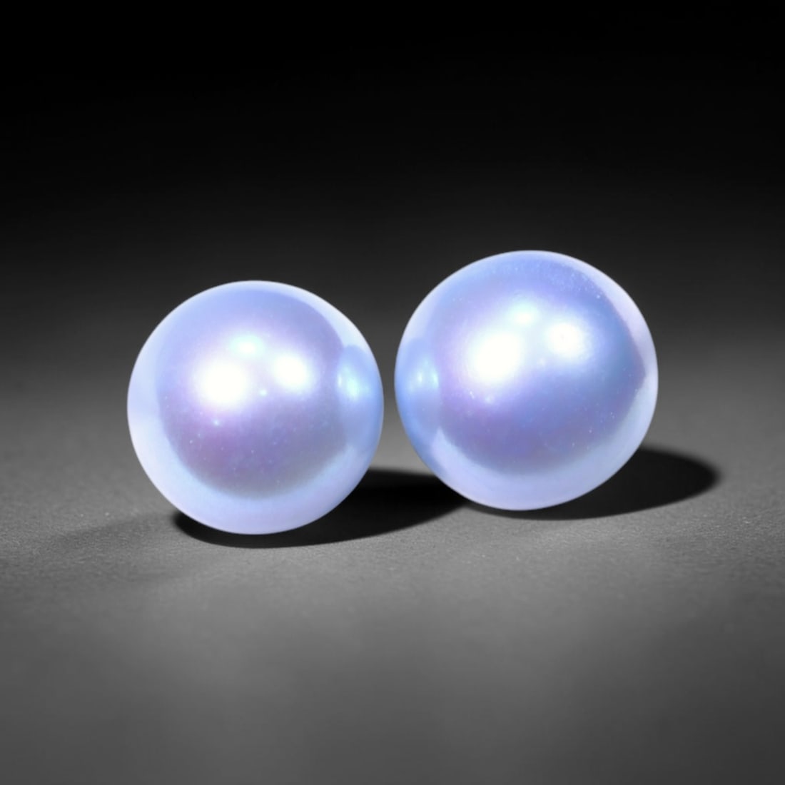 6.21cts Blue Freshwater Pearl Pair 7.4mm - No Hole Drill , 463C (1 of 2)