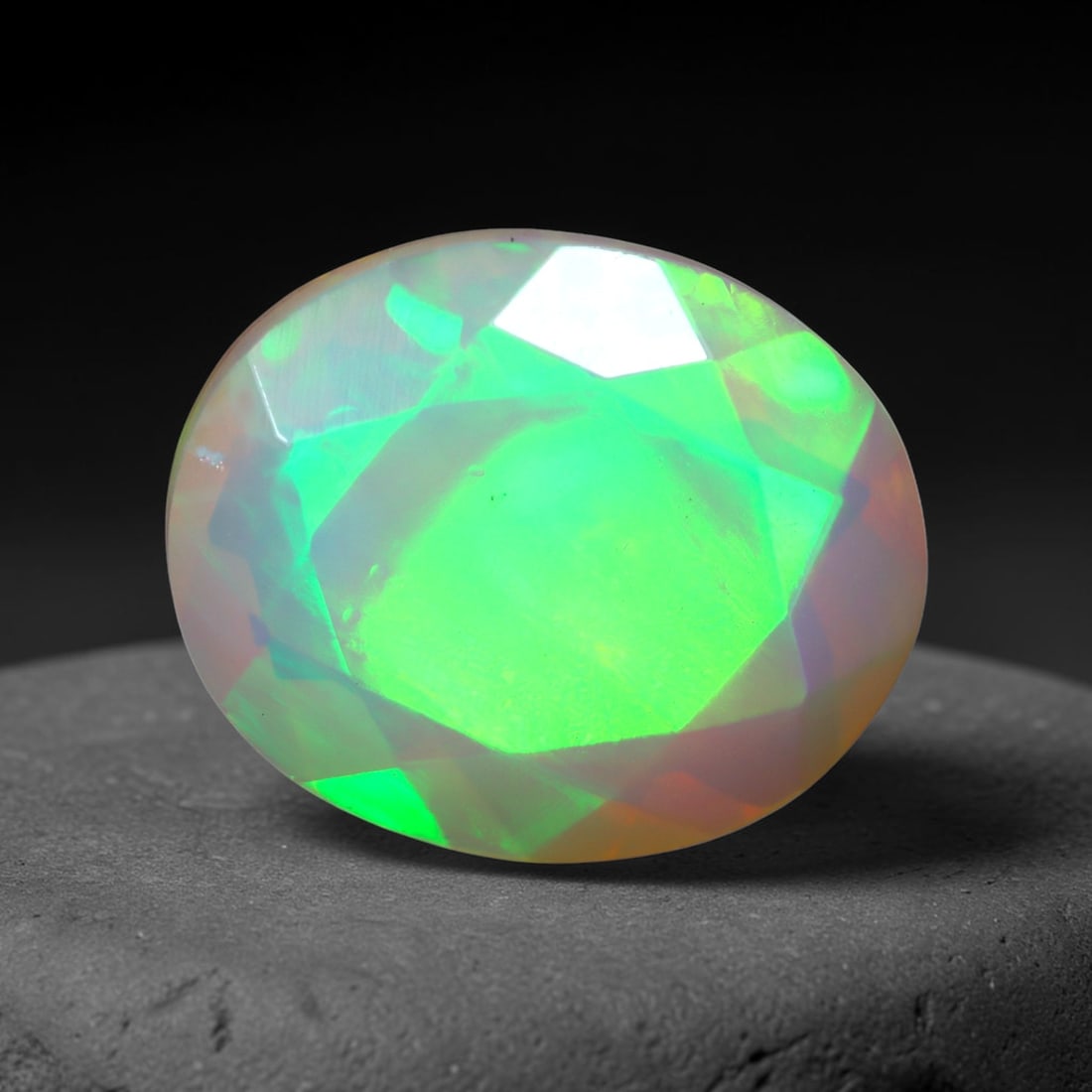 2.72Ct Natural Ethiopian Opal, Faceted Cut - 12.0x9.9x5.4 mm , 685C: Ksmith Heritage Auctioneers Subject: Natural Ethiopian Welo Opal Origin: Ethiopia Treatment: Unheated