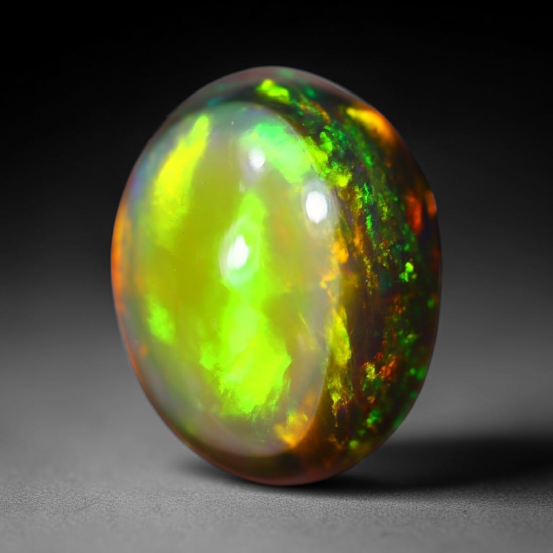 6.40Ct Welo Black Opal Polished - Ethiopian Opal , 25E: Ksmith Heritage Auctioneers Subject: Natural Ethiopian Welo Black Opal Origin: Ethiopia Carat Weight: 6.40Ct Dimension: 15.5x12.1x7.2 mm Treatment: Smoked Type: Cabochon,