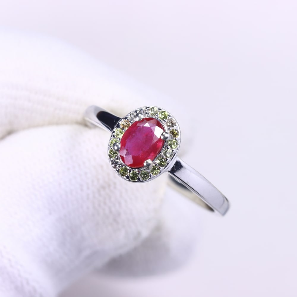 2.32g Ruby Ring - 925 Sterling Silver - Size US 9 , 95C - 2