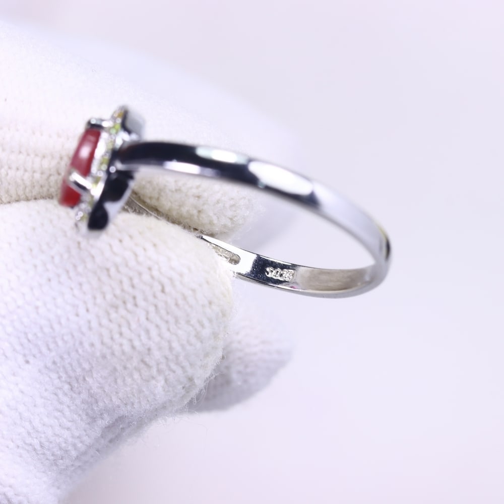 2.32g Ruby Ring - 925 Sterling Silver - Size US 9 , 95C - 3