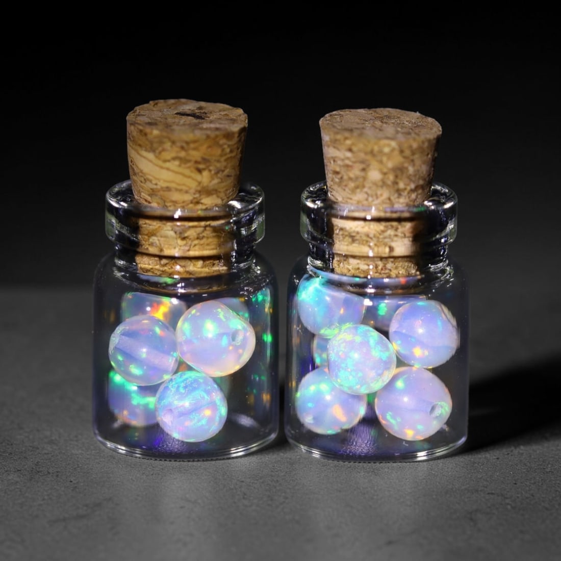 Twin Pack - 4.5mm Ethiopian Opal Ball in Display Jar - Bottle Size 1.5cm , 86C: Ksmith Heritage AuctioneersSubject: Natural Opal (with bottle) Origin: Ethiopia Treatment: Unheated