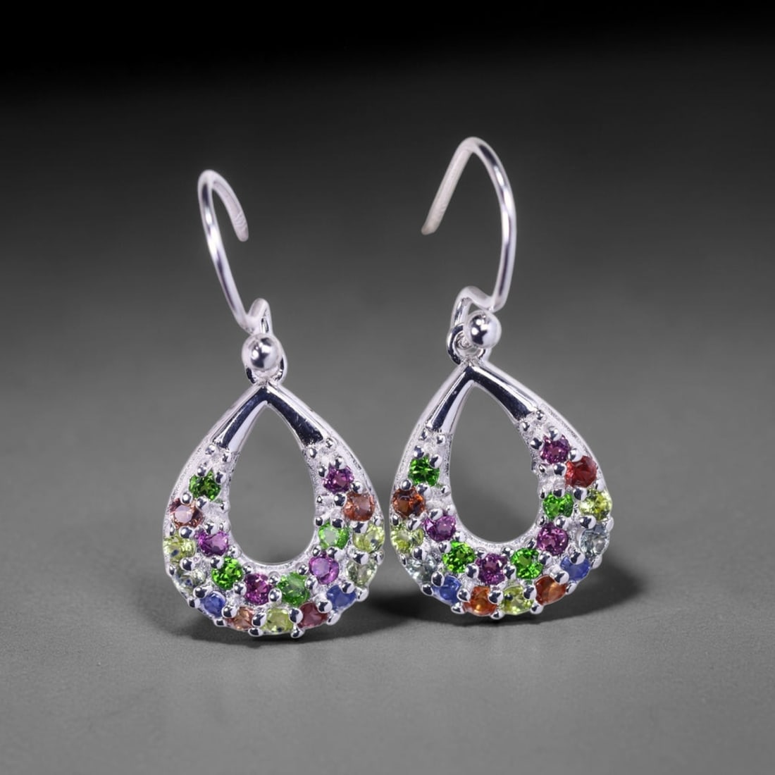 2.86 Multi Stone Earrings - 925 Sterling Silver ,100C: Ksmith Heritage Auctioneers