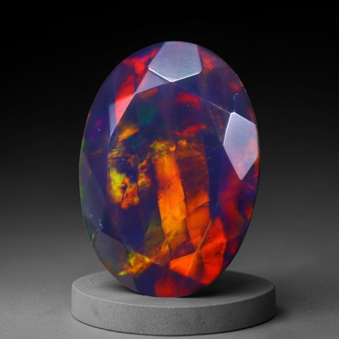 *5.10Ct Smoked Faceted Welo Opal Polished - Ethiopian Opal , 291C: Ksmith Heritage Auctioneers Subject: Natural Ethiopian Welo Opal Origin: Ethiopia Carat Weight: 5.10Ct Dimension: 15.1x11x7.2 mm Treatment: Smoked Type: Faceted, Polished<