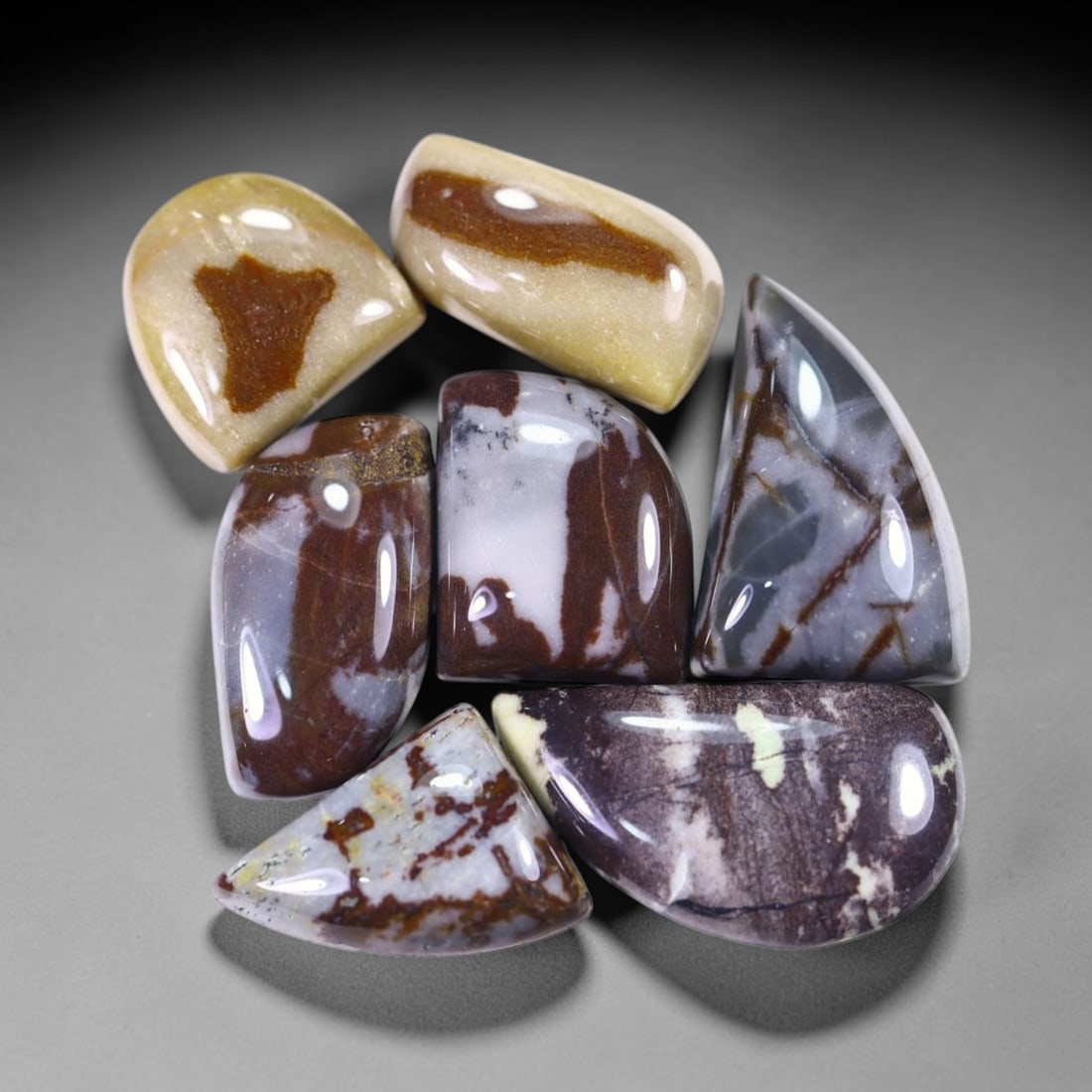 95Ct Multi Agate Cabochon Set - Polished - 23x12 mm Approx, 701B: Ksmith Heritage Auctioneers Subject: Natural Agate Treatment: Natural Untreated Type: Cabochon, Polished
