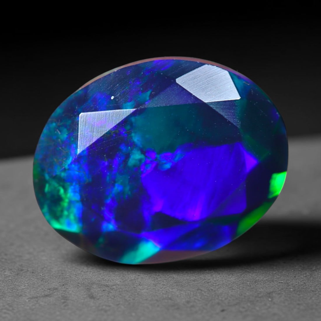 2.02Ct Natural Smoked Ethiopian Black Opal, Faceted Cut - 10.2x8.1x5.5 mm , 721C: Ksmith Heritage Auctioneers Subject: Natural Ethiopian Welo Opal Origin: Ethiopia Treatment: Smoked