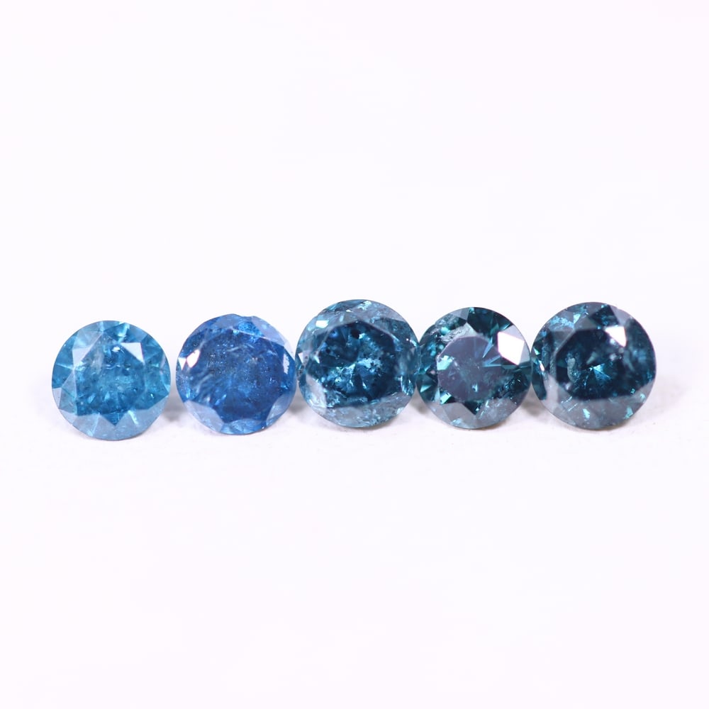 0.45ct 5pcs Blue Round Diamond 2.8mm - Natural Diamond, Loose Diamond, 555DD (1 of 2)