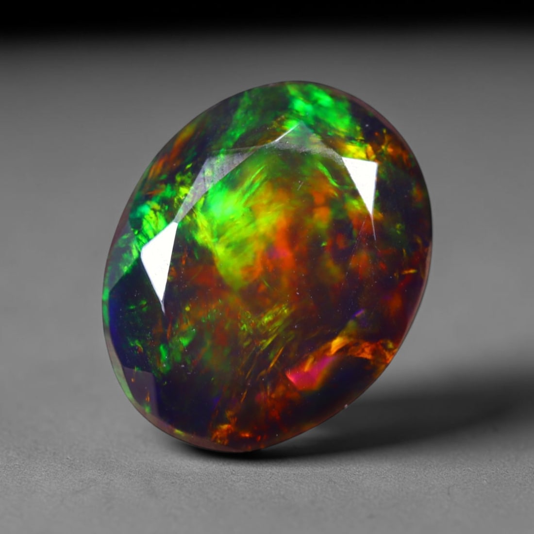 1.31 Ct Black Opal Faceted Cut Polished - Ethiopian Opal - 8x6mm , 936C: Ksmith Heritage Auctioneers Subject: Natural Ethiopian Welo Black Opal Origin: Ethiopia Treatment: Smoked