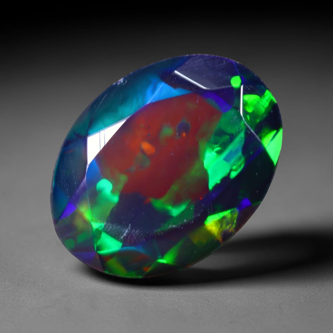 1.49 Ct Black Opal Faceted Cut Polished - Ethiopian Opal - 10x8mm , 947C: Ksmith Heritage Auctioneers Subject: Natural Ethiopian Welo Black Opal Origin: Ethiopia Treatment: Smoked