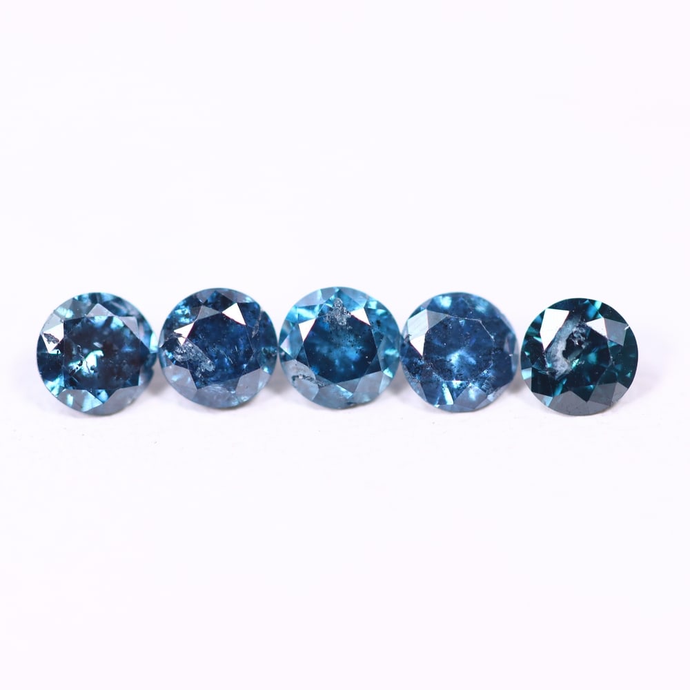 0.45ct 5pcs Blue Round Diamond 2.8mm - Natural Diamond, Loose Diamond, 406DD (1 of 2)