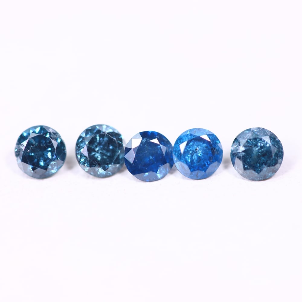 0.45ct 5pcs Blue Round Diamond 2.8mm - Natural Diamond, Loose Diamond, 601DD (1 of 2)