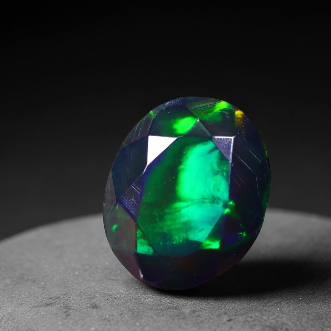 1.87 Ct Black Opal Faceted Cut Polished - Ethiopian Opal - 10x8mm , 942C: Ksmith Heritage Auctioneers Subject: Natural Ethiopian Welo Black Opal Origin: Ethiopia Treatment: Smoked