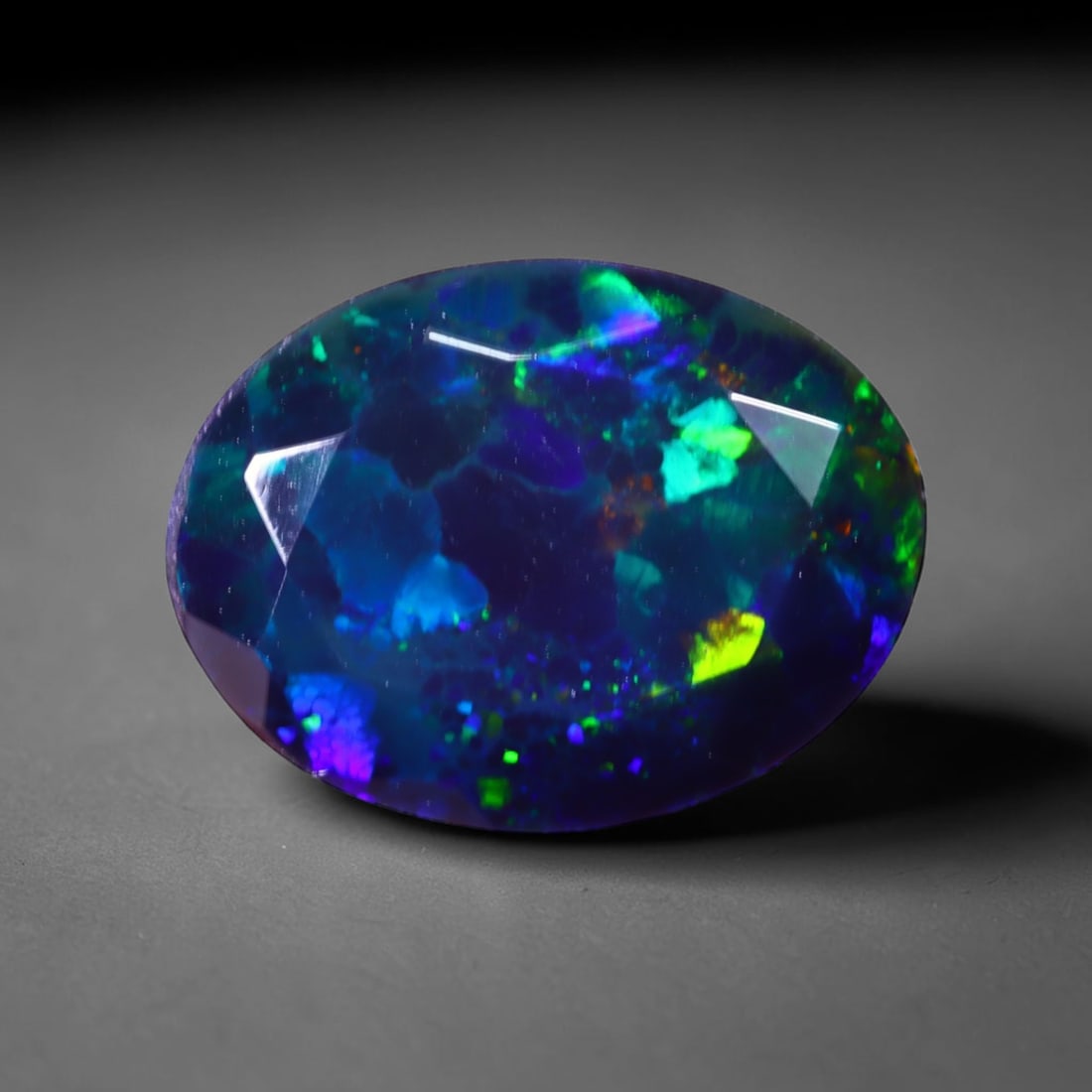 1.52 Ct Black Opal Faceted Cut Polished - Ethiopian Opal - 10x7mm , 919C: Ksmith Heritage Auctioneers Subject: Natural Ethiopian Welo Black Opal Origin: Ethiopia Treatment: Smoked