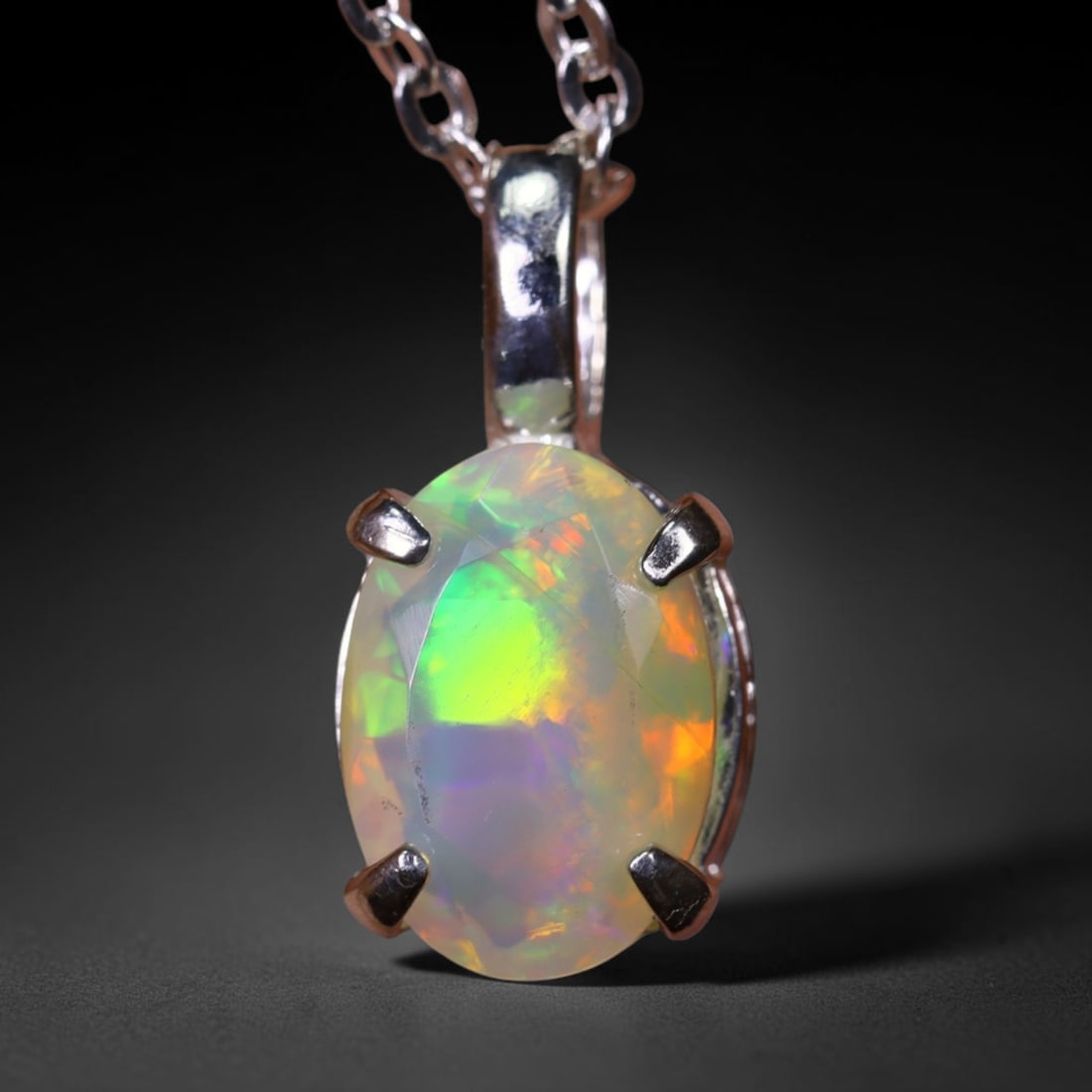1.65g Natural Opal Stone Sterling Silver 925 Necklace (Pendant with Chain) , 1021E: Ksmith Heritage Auctioneers Subject: Natural Ethiopian Opal Necklace Origin: Ethiopia Pendant Dimension : 18x6mm (included clasp) Stone Dimension: 11x8mm Treatment: Natural Untrea