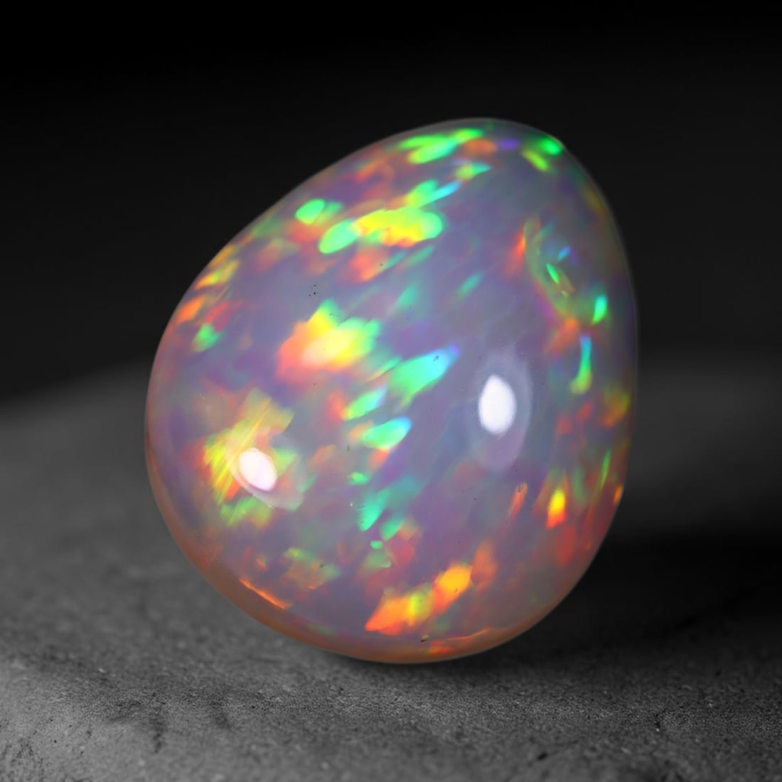 *15.89Ct Welo Opal Polished - Ethiopian Opal , 444C: Ksmith Heritage Auctioneers Subject: Natural Ethiopian Welo Opal Origin: Ethiopia Carat Weight: 15.89Ct Dimension: 19.2x16x9.2 mm Treatment: Natural Untreated Type: Caboch
