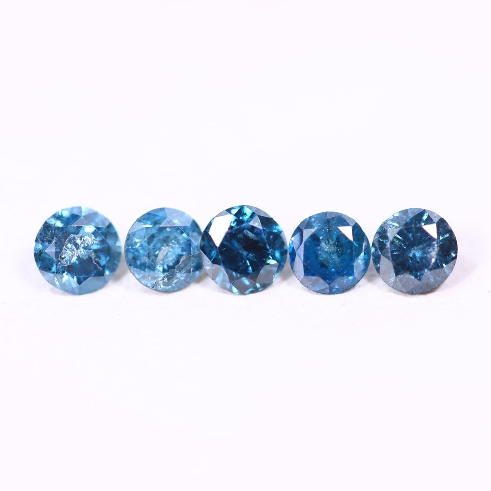 0.45ct 5pcs Blue Round Diamond 2.8mm - Natural Diamond, Loose Diamond, 638DD (1 of 2)