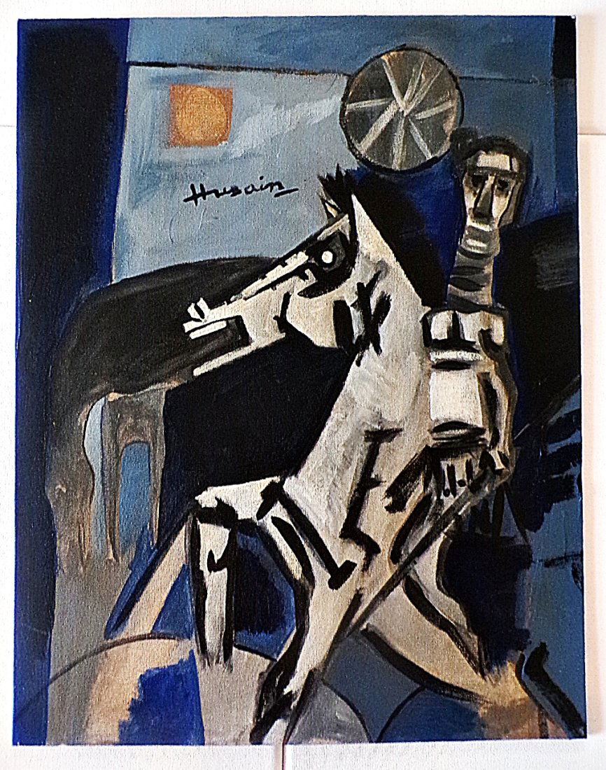 Maqbool Fida Husain - Oil on cardboard - (Indian, 1913 - 2011) (1 of 3)