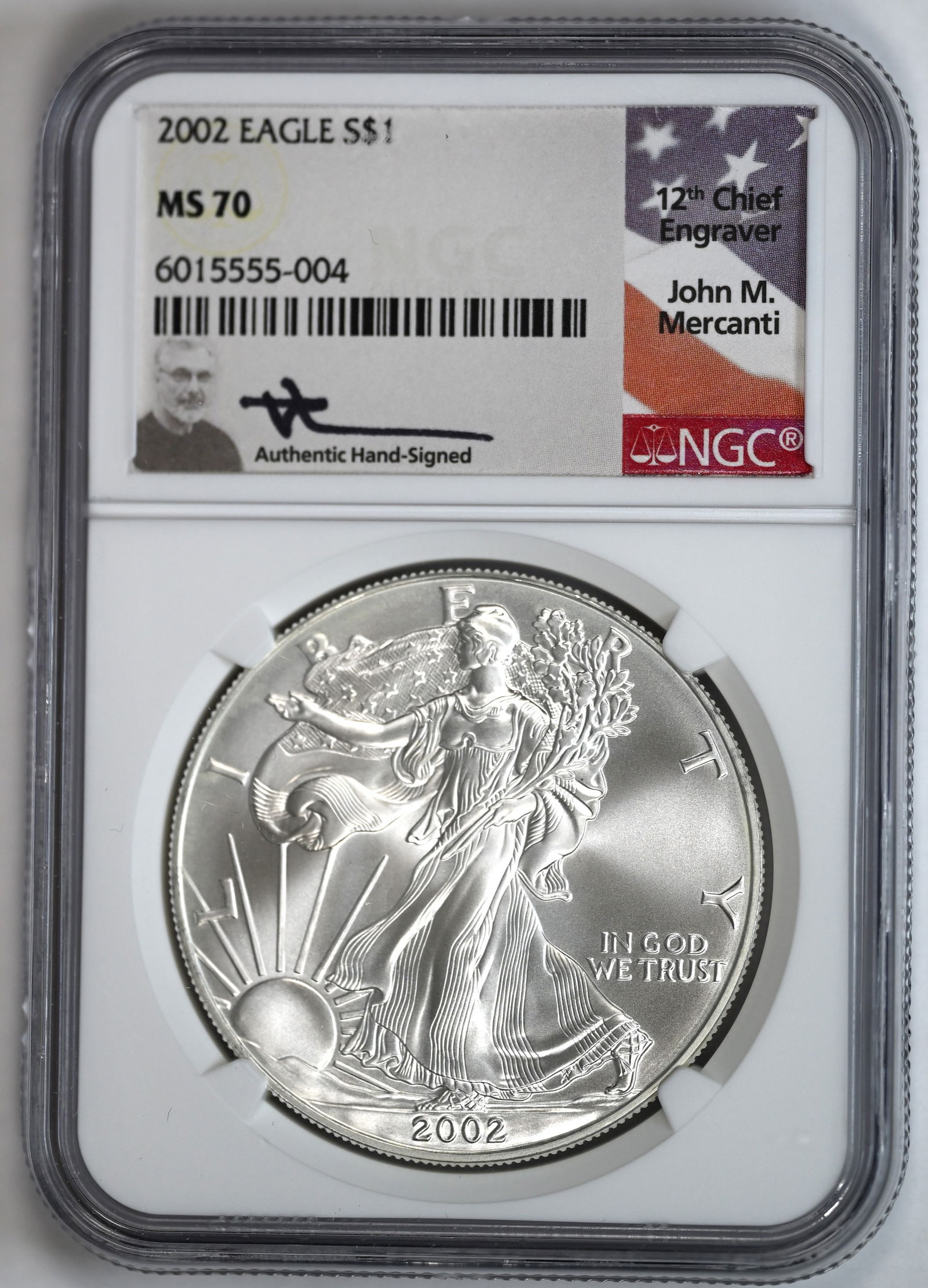 2002 Silver Eagle NGC MS 70 John Mercanti Signed (1 of 2)