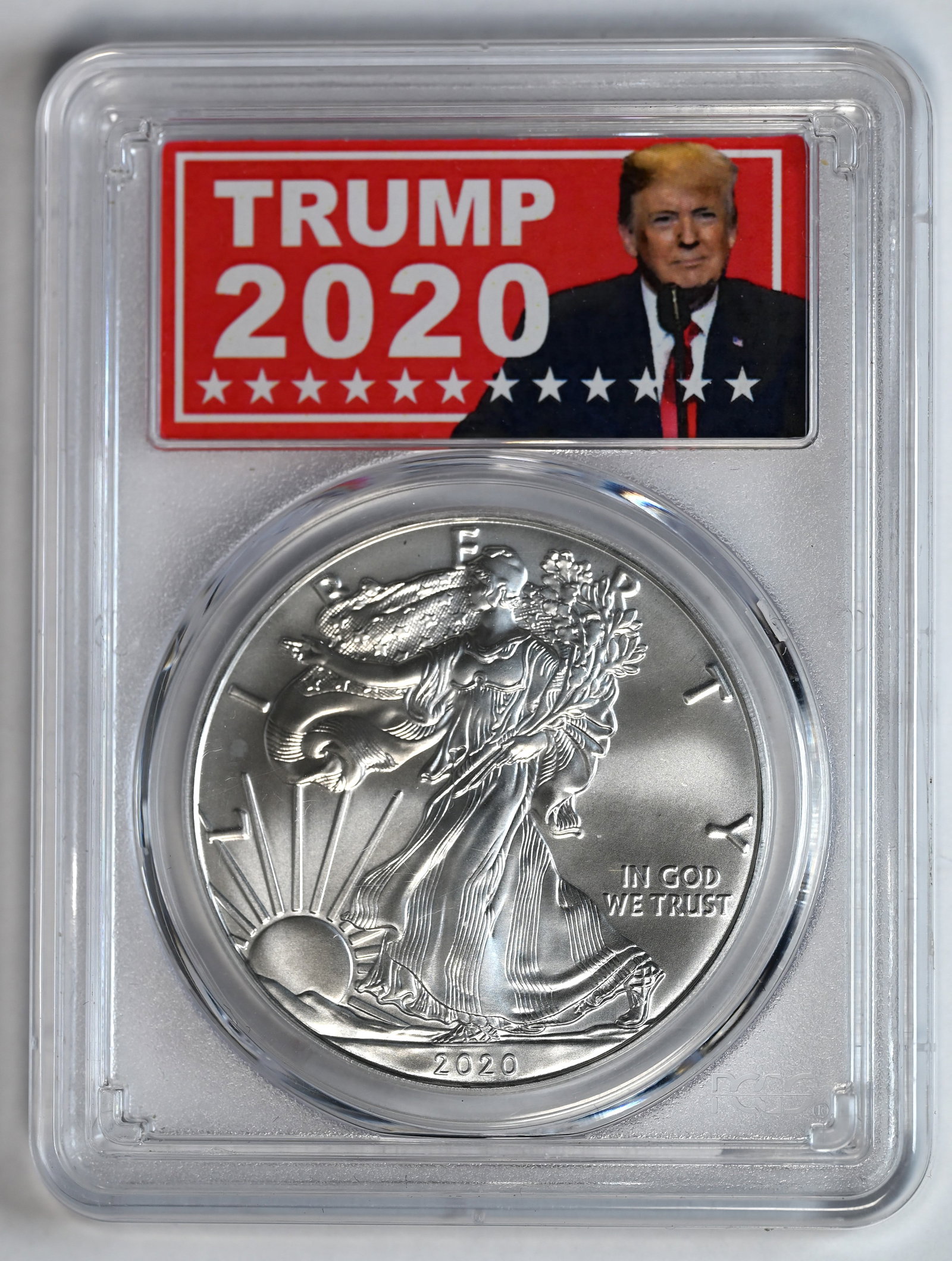 2020 Silver Eagle PCGS MS70 Donald Trump Label (1 of 2)