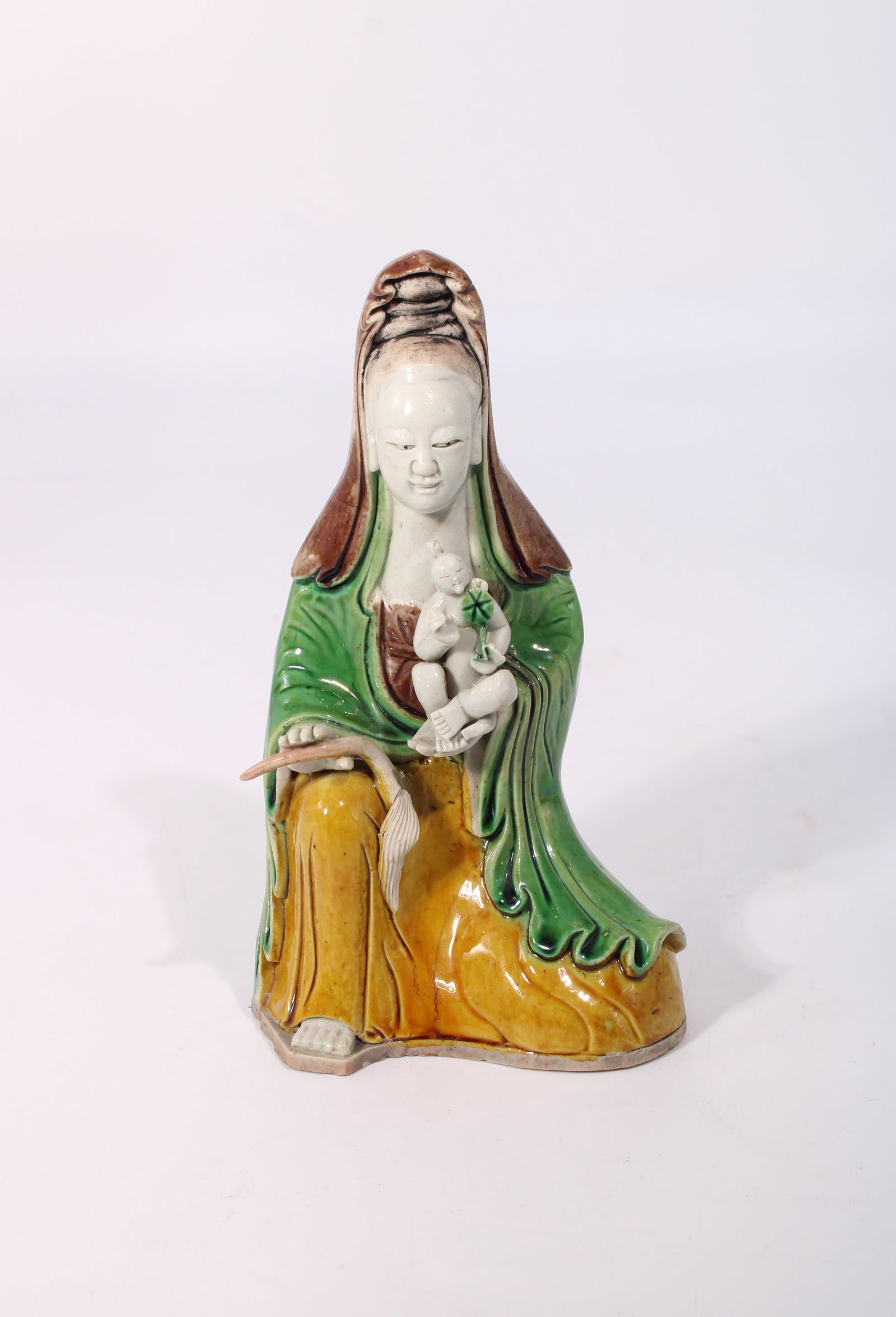 Chinese Kangxi Guanyin Giving Birth to a Child Porcelain Statuette (1 of 3)