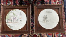 A Pair of Qian Jiang Porcelain Inlay Center Tables, Qing Dynasty